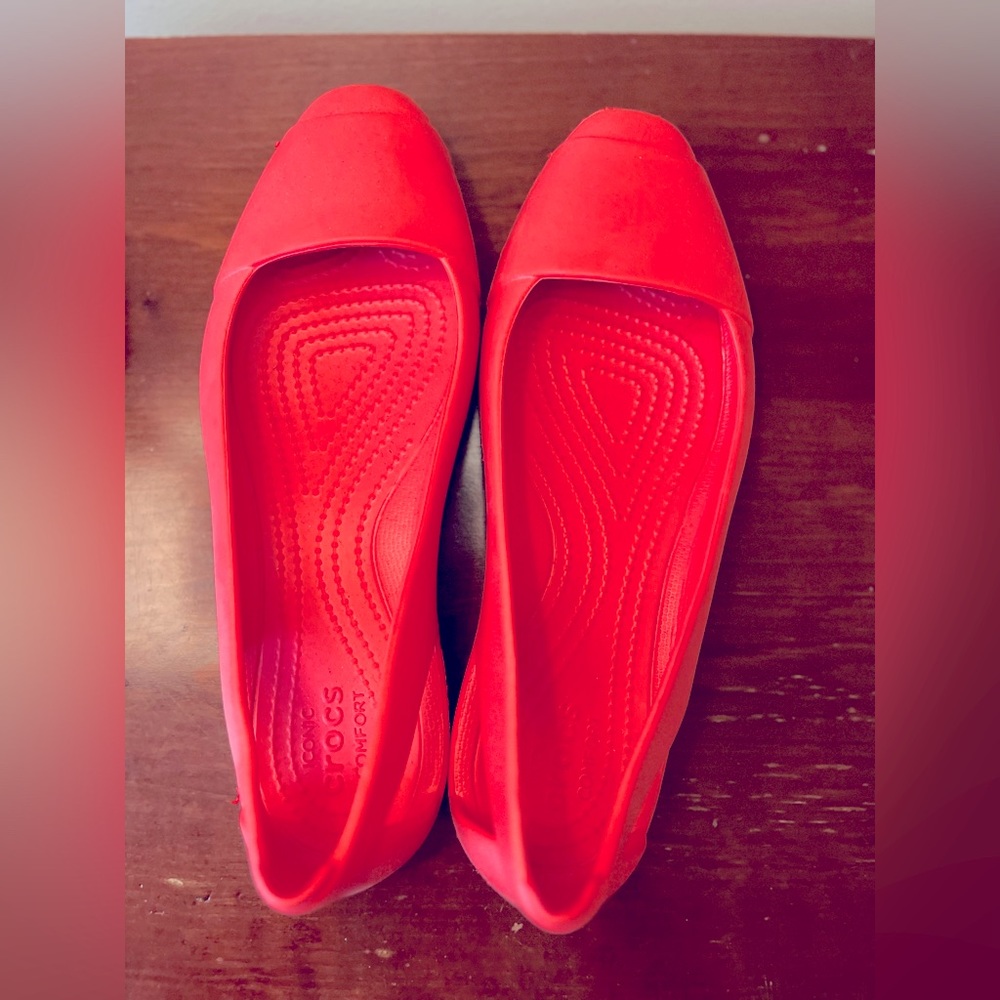Crocs Orange-Red Flat Shoes